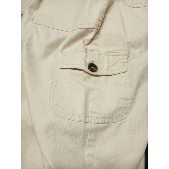 IB Diffusion Capris Cropped Pants Size 12 Cream Patch Pockets Cotton Blend - Picture 3 of 11